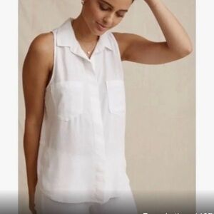 Bella Dahl Sleeveless Button Down Shirt In White